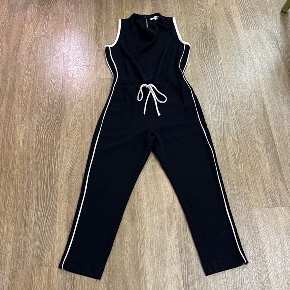 Reiss Tyla Side Striped Jumpsuit Navy. Blue and White Open Back Tie Waist Size 8 - Picture 8 of 16